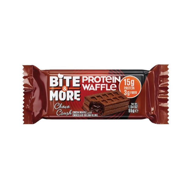 Bite & More Protein Cocoa Waffles Choco Crush Chocolate Cream Filling 50g