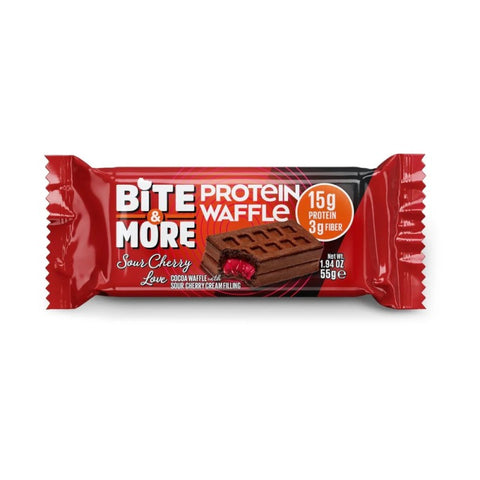 Bite & More Protein Cocoa Waffles Cherry Love Cream Filling 55g