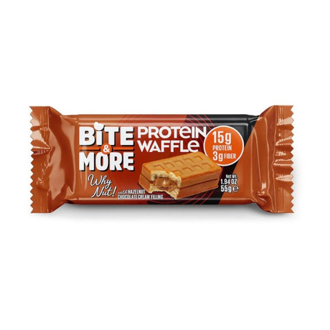 Bite & More Protein Cocoa Waffles Why Nut Hazelnut Chocolate Cream Filling 50g