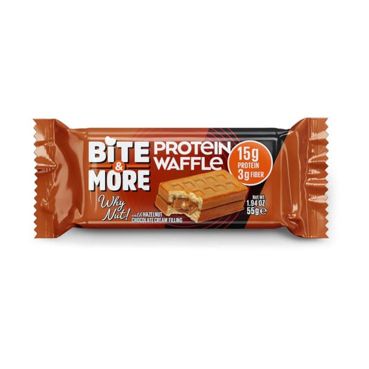 Bite & More Protein Cocoa Waffles Why Nut Hazelnut Chocolate Cream Filling 50g