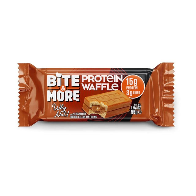Bite & More Protein Cocoa Waffles Why Nut Hazelnut Chocolate Cream Filling 50g
